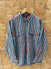 Vintage 90s Hunter Club Men's XL Multicolor Striped Long Sleeve Preppy Shirt